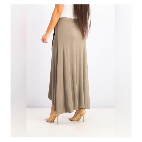 FREE PEOPLE Sage Green Soft Flowy Tulip Wrap High Low Style Maxi Skirt Size XS - Picture 3 of 9